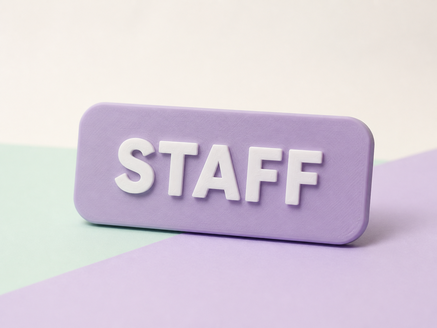 Finished 3D-printed example for the Name badge template