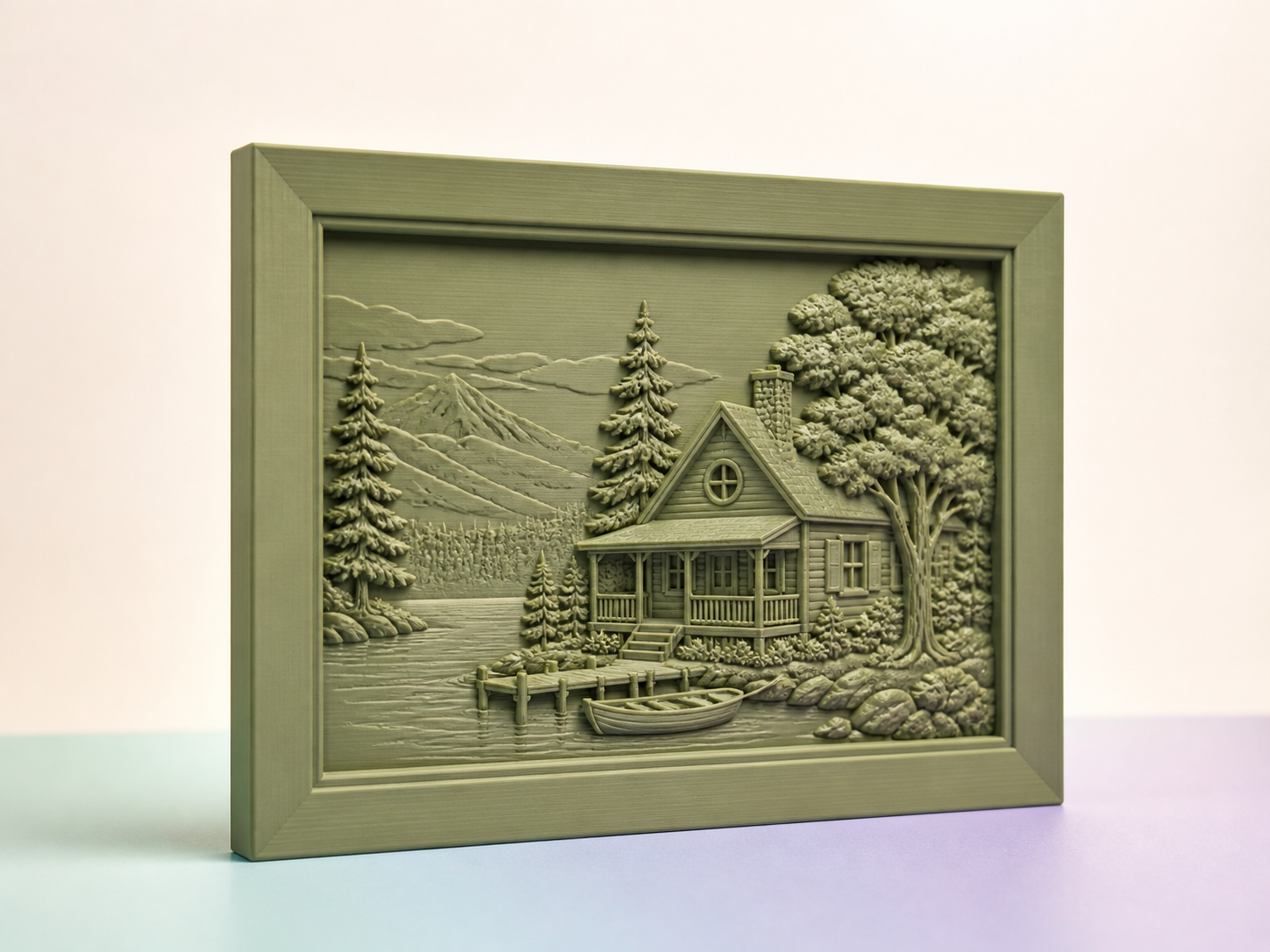 Finished 3D-printed example for the Framed photo relief template