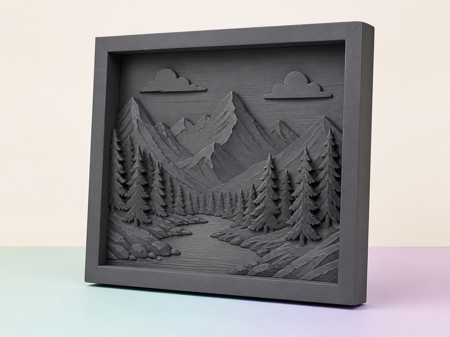 Finished 3D-printed example for the Wall-hanging relief template